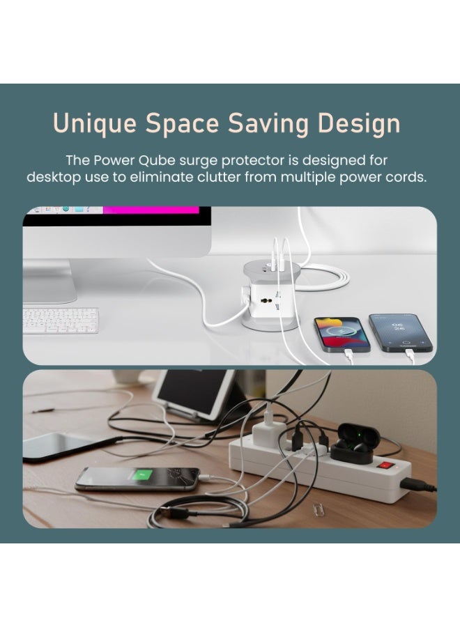 بورترونيكس Portronics Power Plate 9 Pro, 2500W 7-in-1 Desktop Charging Station with 4X Universal Sockets, 12W USB-A & Type-C Ports, Space-Saving Power Extender, 2M Cord, Power Switch, Child Proof Shutters - Image 5